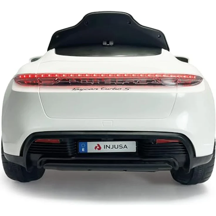 INJUSA Elektroauto Porsche Taycan 12 V, mit Rückwärtsgang, Fernbedienung, Lichtern und Geräuschen, für Kinder 2-4 Jahre, Weiß – Bild 4