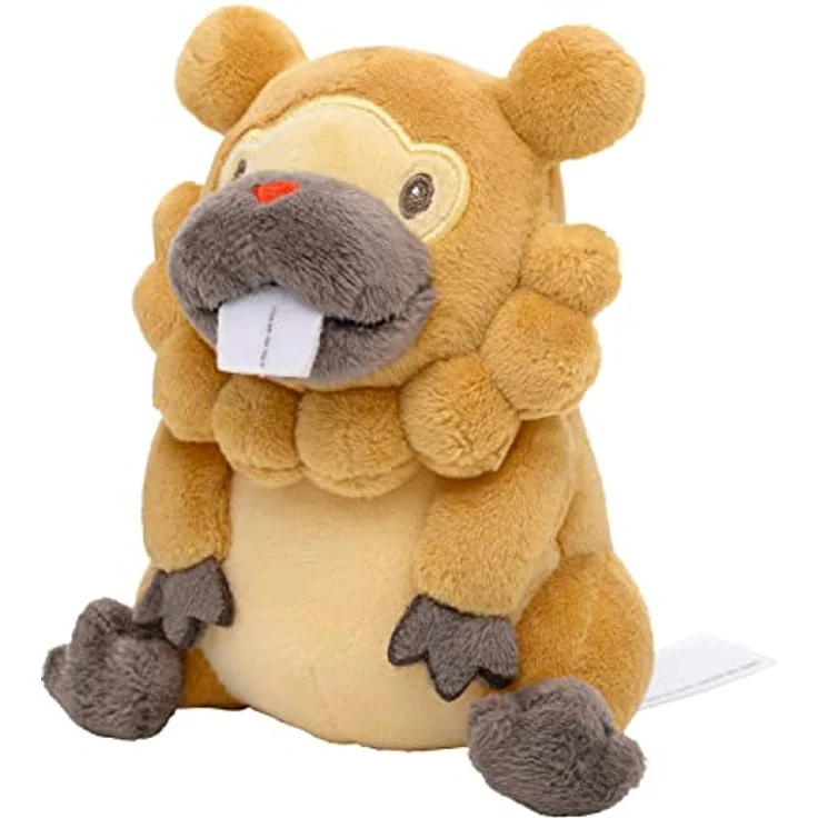 Pokemon Center Bidoof Sitting Cuties, 13 cm Plüschtier mit Mikroperlen für aufrechtes Stehen, grau-braun – Bild 2