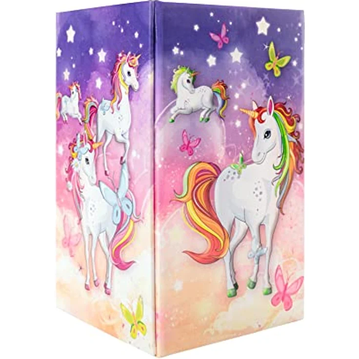 HERMA 19731 Stiftehalter mit Einhorn Motiv, faltbar, stabile Pappe, rechteckiger Stiftebecher für Buntstifte, Marker, Bleistifte, Make-Up Pinsel - HERMA Federmäppchen, bunter Stifte Organizer für Kinderzimmer, Einhorn - stabile Pappe, faltbar, Druckknöpfe – Bild 2