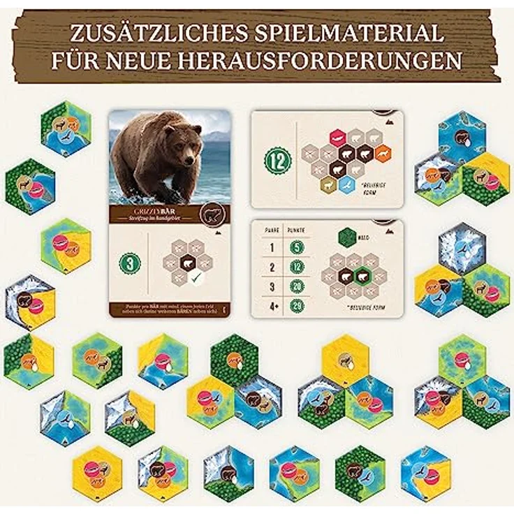 Kosmos 683955 Cascadia - Landmarks, Erweiterung zum Spiel des Jahres 2022, Ergänzung für 5-6 Personen und Erweiterung in Einer Box, Brettspiel für 2-6 Personen ab 10 Jahren – Bild 5