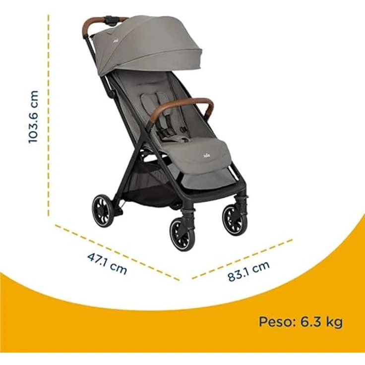 Joie Reisebuggy & Sportwagen Pact Pro - Pebble, bis 22 kg belastbar, nur 6,3 kg leicht, Liegeposition, inkl. Transporttasche, Adapter & Regenschutz, Gratis Mobilitätsgarantie – Bild 5