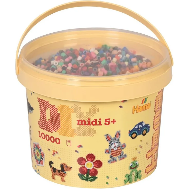 Hama Perlen Bügelperlen Hama Bügelperlen midi "Volltonmix" im Eimer - 10.000 Stück, bunte Bügelperlen in 22 Farben, 5 mm Durchmesser 