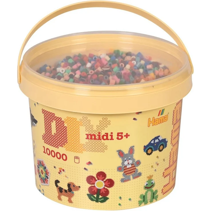 Hama Perlen Bügelperlen Hama Bügelperlen midi "Volltonmix" im Eimer - 10.000 Stück, bunte Bügelperlen in 22 Farben, 5 mm Durchmesser  – Bild 1