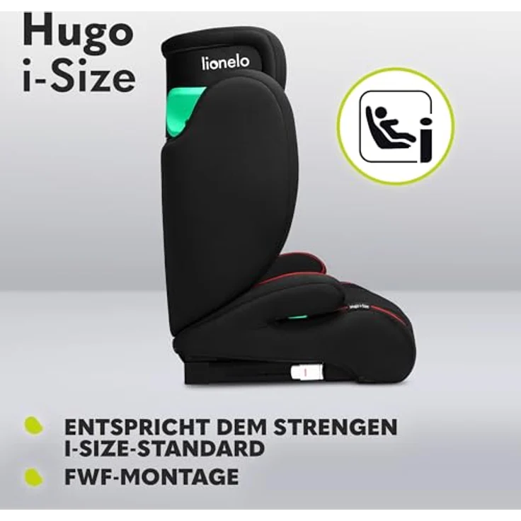 lionelo Autokindersitz HUGO I-SIZE, ab 4 Jahre bis 12 Jahre, 15-36 kg, i-Size / ISOFIX, grau – Bild 5