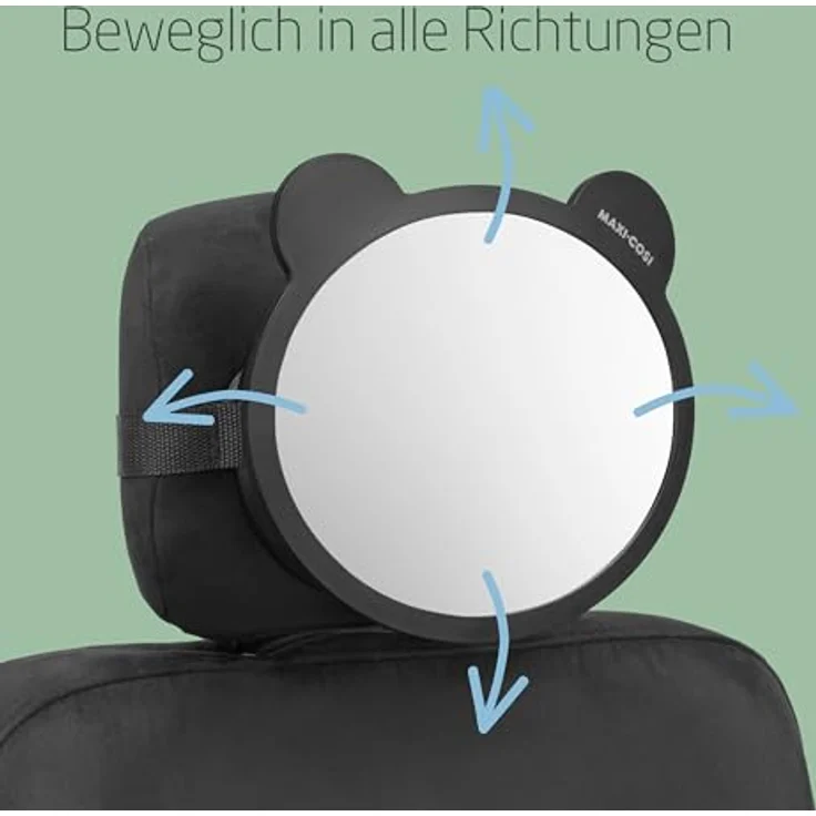 Maxi-Cosi Rücksitzspiegel, Autositzspiegel 360° Verstellbar, Weitwinkelansicht, Einfache Installation, Crashtest getestet und zugelassen, Für Baby, Kleinkind und Kind, Schwarz – Bild 2