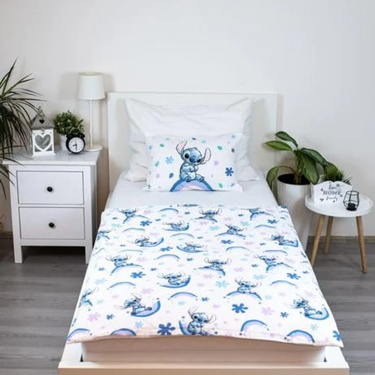 Jerry Fabrics Stitch Wendebettwäsche 100x135 cm & Kopfkissen Set, Regenbogen Design, 100% Baumwolle, Kinderbett, atmungsaktiv und pflegeleicht – Bild 3