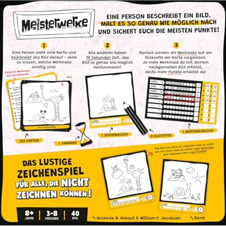 Zygomatic Meisterwerke (Auflage 2025), Partyspiel für 3-8 Spieler, ab 8 Jahren, Spielzeit 40 Minuten, Deutsch – Bild 2