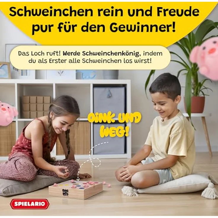 Spielario OINK und Weg, Schweinchen Spiel aus nachhaltigem Kautschukholz, handgemaltes Design, für 2-4 Spieler ab 5 Jahren, ideales Familienspiel mit taktischem Würfeln und hochwertiger Premium-Verpackung – Bild 5