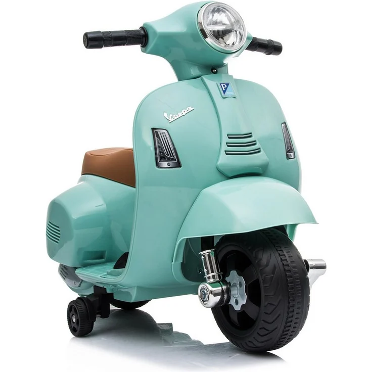 Lemodo Elektro-Kinderroller VESPA mit abnehmbaren Stützrädern, Elektromotorrad in mint oder rot – Bild 1
