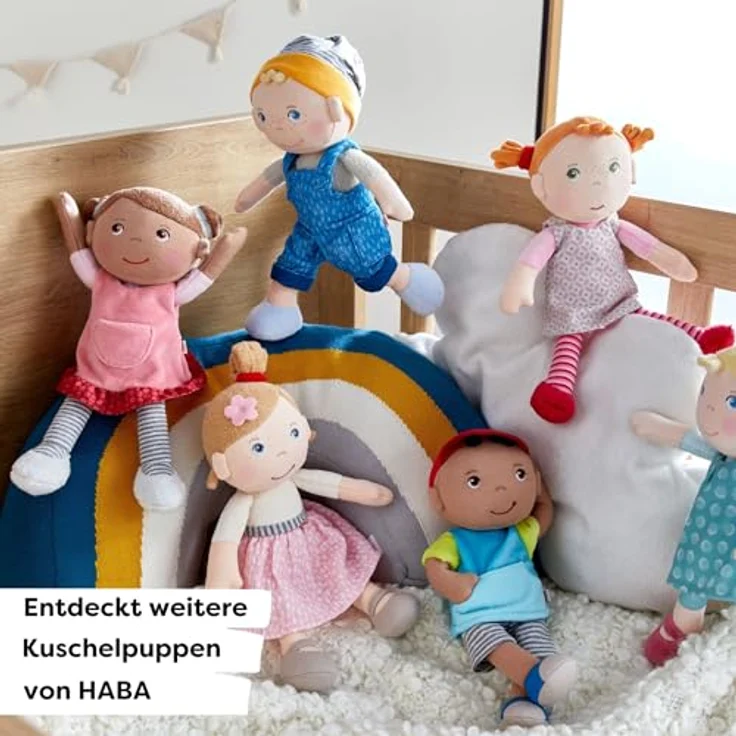 Haba Stoffpuppe / Kuschelpuppe 25 cm - Linnéa, weiche Begleiterin für Babys, waschbar bei 30 °C, Baumwolle und Polyester – Bild 7