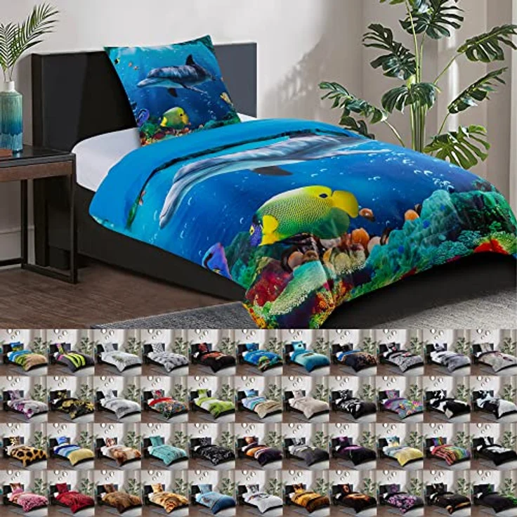 Sanilo Bettwäsche 135x200 cm, 100% feinste Baumwolle, Oeko-TEX Zertifiziert, Wendebettwäsche (Delphin, 2-teilig 135x200 cm) – Bild 1
