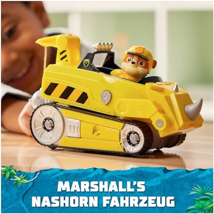 Spin Master Paw Patrol Jungle Pups, Spielzeug-Auto Nashorn-Dozer mit abnehmbarer Rubble-Figur – Bild 3