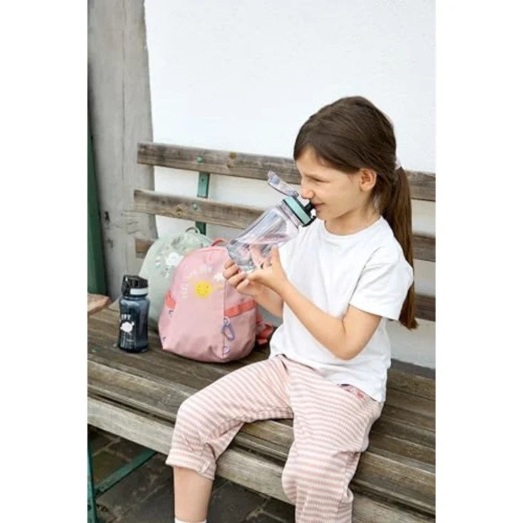 LÄSSIG Tiny Outdoor Trinkflasche 420ml, BPA-frei, auslaufsicher, mit Sicherheitsverschluss, Rainbow-Motiv – Bild 3