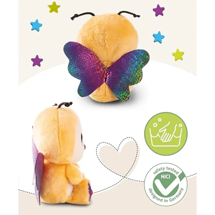 NICI GLUBSCHIS Schmetterling Sunshine Lou, Kuscheltier 25cm aus weichem gelben Plüsch mit Glitzeraugen und niedlichen Fühlern, ideal zum Kuscheln und Spielen für Kinder & Erwachsene | 61850 – Bild 4