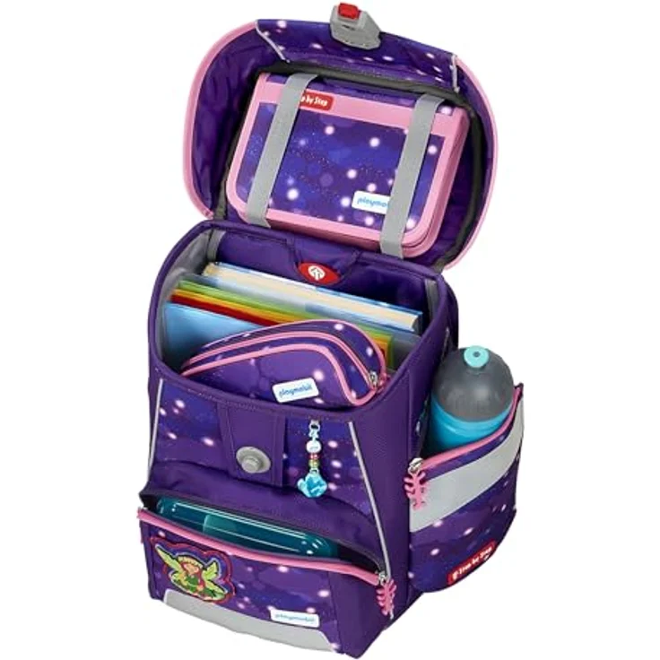 Step by Step Schulranzen-Set SPACE Playmobil „Ayuma Leavi“, 5-teilig, ergonomischer Tornister, höhenverstellbar mit Hüftgurt, 20L, lila-pink, Ayuma-Design – Bild 5