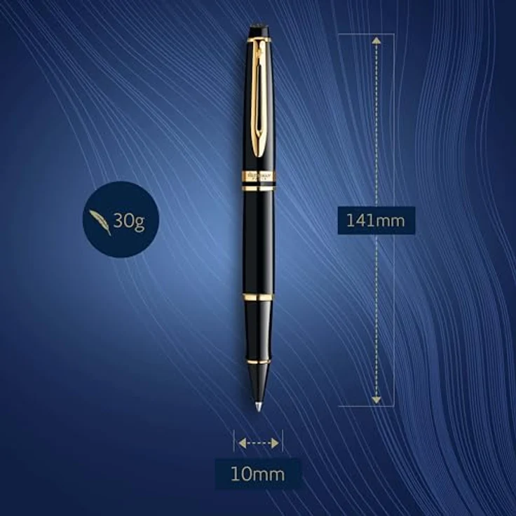 Waterman Expert Tintenroller, elegantes Design mit goldgalvanisierten Zierteilen, schwarz – Bild 3
