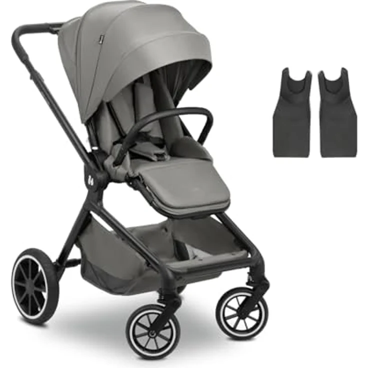 hauck Move N Care, Dark Grey - Kinder Buggy ab Geburt bis 22 kg, Wendbarer Sitz, XL Verdeck mit UPF 50+, Federung & Gummi Räder, Höhenverstellbarer Schieber, Inklusive Adapter – Bild 1
