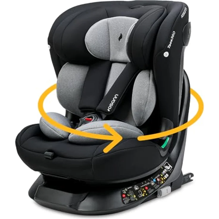 Osann Taos 360 Reboarder, drehbar mit Isofix-Basis & Top-Tether, ab Geburt bis 150 cm, Grey Melange – Bild 1