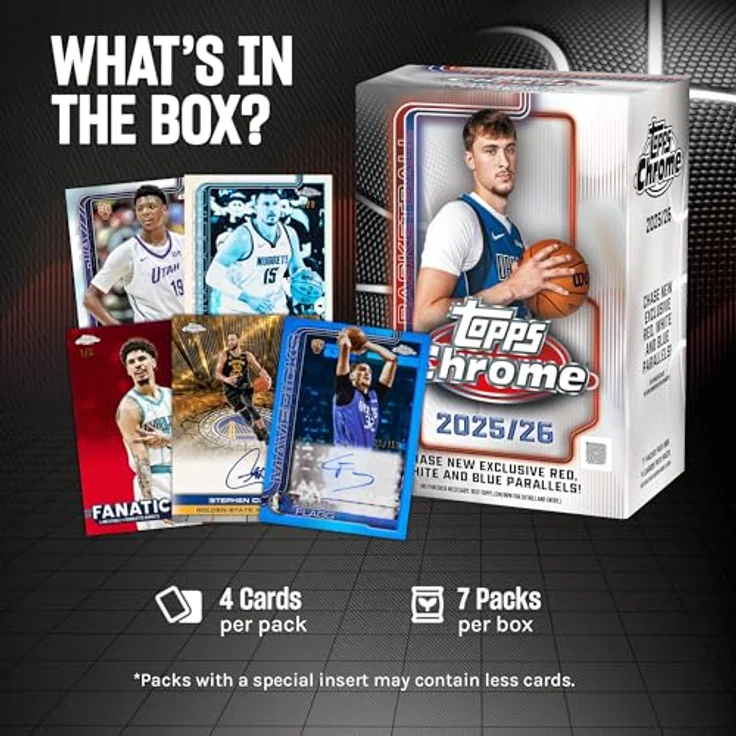 Topps 2025-26 Chrome Basketball Value Box, Sammelkarten-Set mit Refractors, Parallels und Rookies – Bild 9