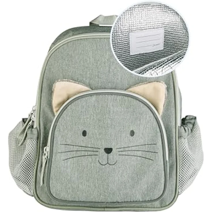 Sterntaler Mini-Rucksack Katze Lilly, Grüner Kindergartenrucksack mit Kühlfunktion, reflektierenden Elementen und Namensschild – Bild 2