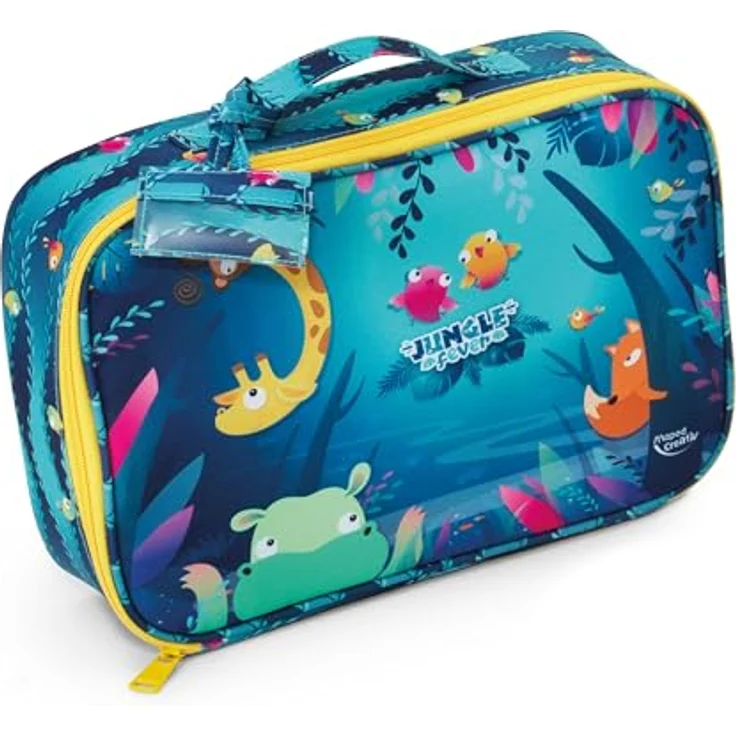 Maped CREATIV – 907059 Bastel-Koffer JUNGLE FEVER – 50-tlg. Set mit Jumbo-Buntstiften, Filzstiften, Kreiden, Fingerfarben, Modelliermassen und Aufklebern – Bild 5