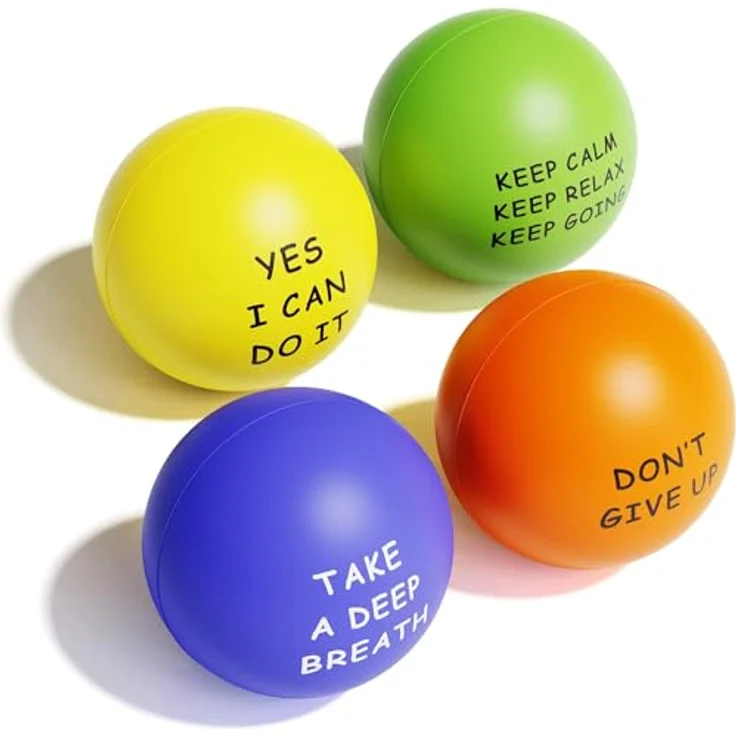 KDG Stressball Erwachsene Motivierende Stressbälle (4er-Pack) für Kinder und Erwachsene, Stressabbau-Bälle mit Quetos zur Linderung von Angst und Wut als Geschenk – Bild 2