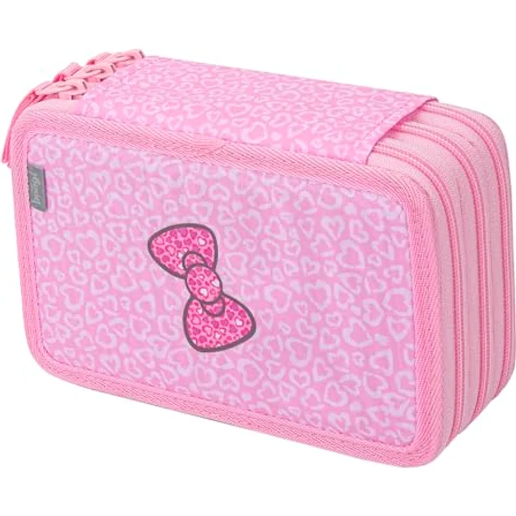 Baagl 3 Fach Federmäppchen - Hello Kitty Sweet Leopard, 20x13x9 cm, elastische Gummischlaufen, YKK-Reißverschluss, robust und alltagstauglich – Bild 2