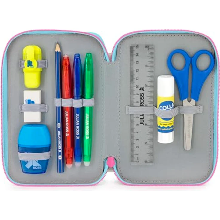 Clondo 3-Fach Federmäppchen Mädchen Gefüllt für Stitch Fan, 46-teiliges Set mit radierbaren Gelstiften, Filzstiften und Buntstiften – ideal für Schule & Geschenke 6-12 Jahre – Bild 2