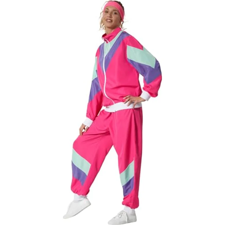 dressforfun Jogginganzug Damen Set, Trainingsanzug Damen, Sportanzug Damen, Faschingskostüme Damen, Kostüm Damen, Karneval Kostüm Damen, 80er Jahre, 90er, Kostüme für Erwachsene - pink, XXL – Bild 3