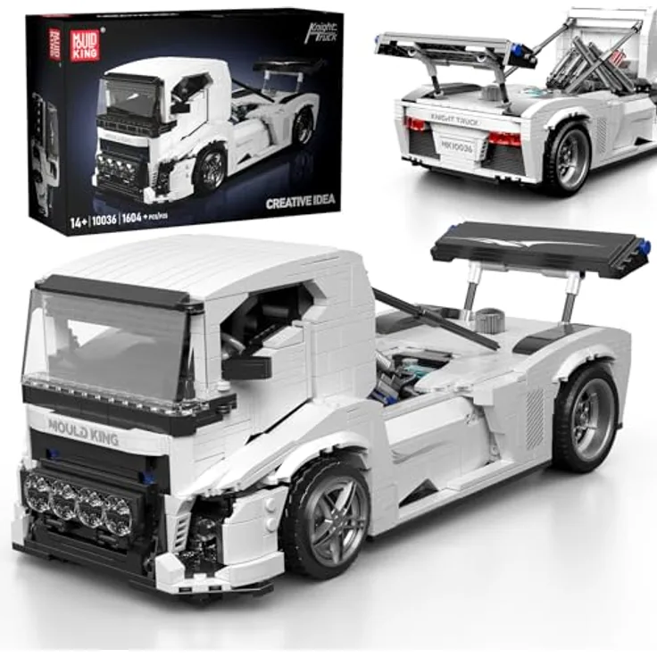 Mould King 10036 Technik Klemmbausteine LKW Knight, Modellbausatz mit 1604 Teilen, Europäischer LKW mit detaillierter Motorrekonstruktion, für Erwachsene ab 14 Jahren