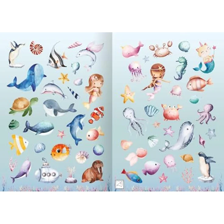 Ars Edition Sticker Meine Aquarell-Sticker - Unter Wasser - Über 200 Sticker, Hochwertige Trendige Aufkleber in Aquarell-Optik für Kinder ab 4 Jahren – Bild 6