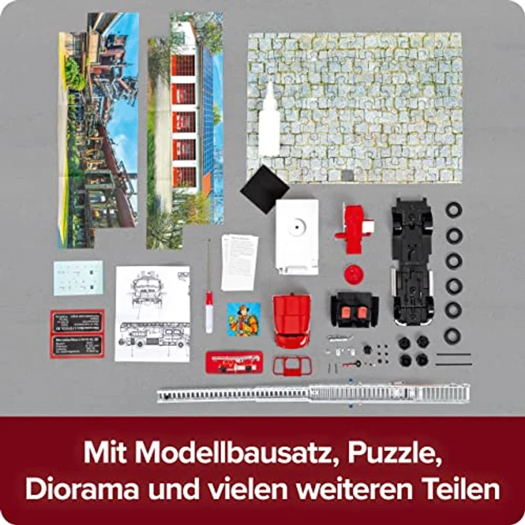 FRANZIS 67206 - Feuerwehr Adventskalender, Metall Modellbausatz des Mercedes-Benz L1519 im Maßstab 1:43, inkl. 52-seitigem Begleitbuch – Bild 3