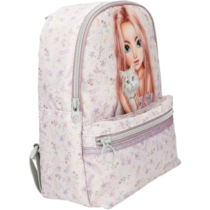 Depesche TOPModel Blooming Kitty Rucksack in Flieder, mit Model-Katze-Motiv, Blumenmuster und verstellbaren Trägern, ca. 27 x 21 x 8,5 cm – Bild 2