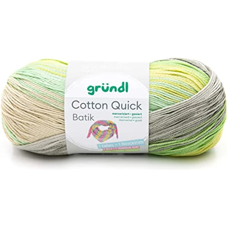 Gründl 4921-03 Cotton Quick Batik Garn, natur-türkis-gelb-grün, 1 x 100 g – Bild 1