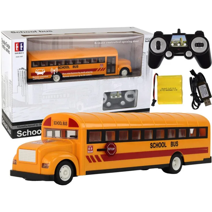 Lean Toys Ferngesteuerter R/C Schulbus, interaktives Fahrzeug mit Hupe, gelb, für Kinder ab 6 Jahren