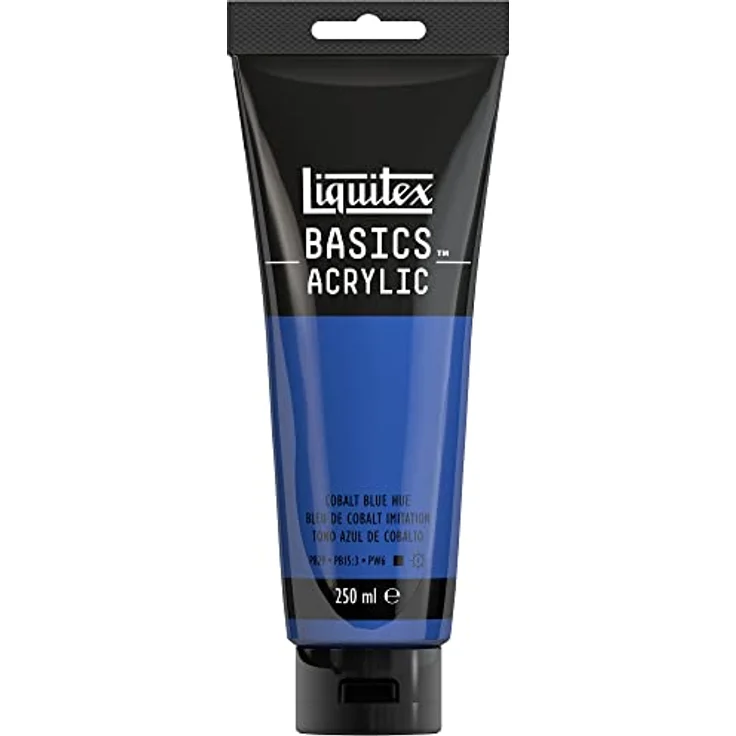Liquitex Basics 88700213 Acrylfarbe, lichtbeständig, monopigmentiert, mittlere Viskosität, seidenglänzender Finish, 250ml Tube - Kobaltblau Farbton – Bild 1