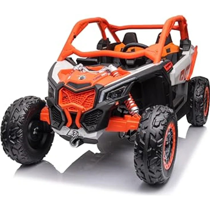 FINOOS CAN-AM Maverick UTV Buggy, Kinder-Elektroauto 2-Sitzer mit 4x4-Antrieb, 24V, orange, Bluetooth, Softstart-Fernsteuerung, LED-Beleuchtung – Bild 5