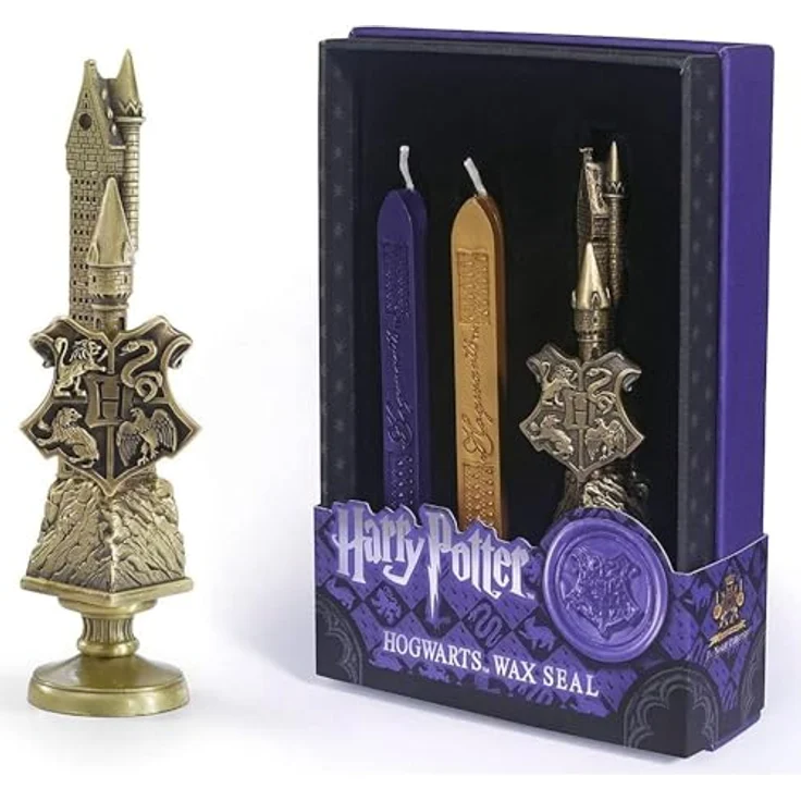 The Noble Collection Stempel Siegel Stempel Hogwarts, 10 cm hoch aus Metall mit zwei farbigen Wachsstiften in schöner Box – Bild 1