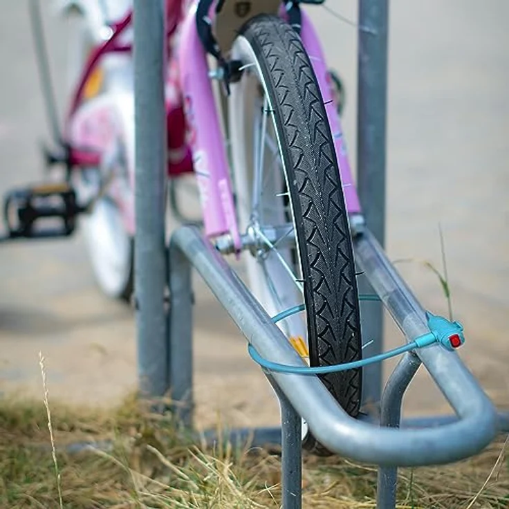relaxdays Kabelschloss für Kinder, sicheres Fahrradschloss in Blau mit wetterfester Ummantelung und Schlüsselbetrieb – Bild 2