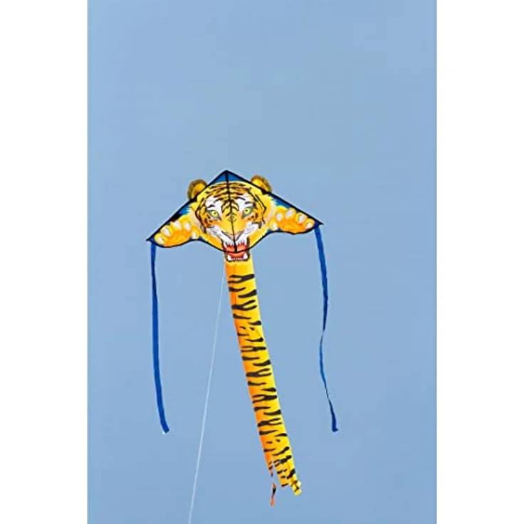 HQ HIGH QUALITY DESIGN HQ Ecoline Simple Flyer Tiger 85cm Kinderdrachen zum steigen Lassen, wenig Wind ab 5 Jahre, inkl. 17kp Polyesterschnur 25m auf Griff, 2-5 Bft. – Bild 4