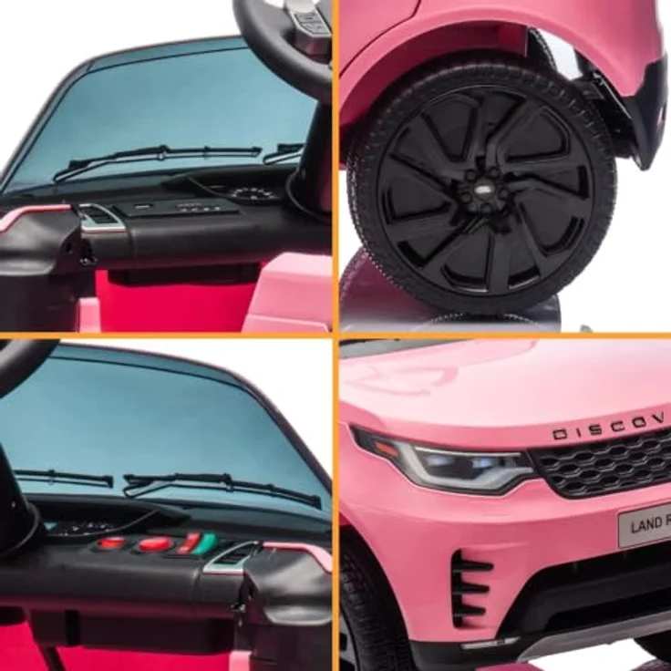 Land Rover Discovery Kinder Elektroauto 12V, mit Fernbedienung, für 1-6 Jahre, rosa, MP3-Player, LED-Scheinwerfer, Sicherheitsgurte – Bild 2