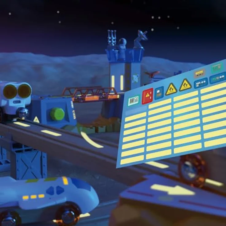 Hape Mars Launch Rail Set, Holzeisenbahn mit Raumschiff und Bahnhof für kreativen Spielspaß – Bild 5