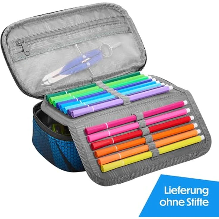 Coocazoo Schlampermäppchen Pencil Case Electric Ice, geräumig und praktisch, dunkelblau – Bild 3