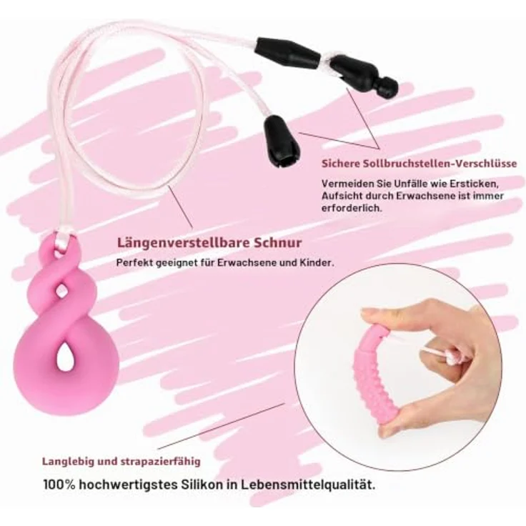 CLDY 6 Stück Sensory Chew Necklace, Beißkette aus BPA-freiem Silikon, für Kinder mit stressreduzierenden Texturen – Bild 3