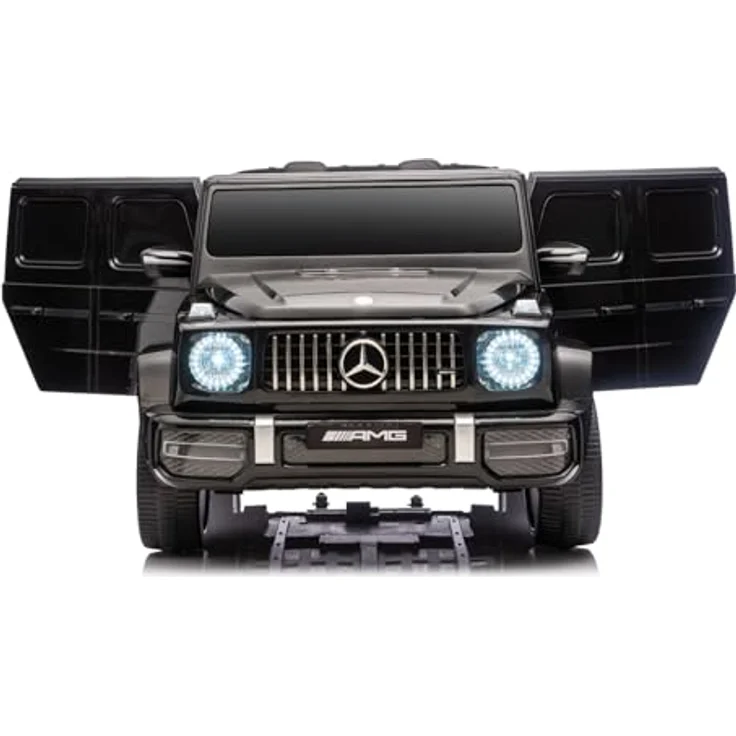 Beneo Elektrisches Kinderauto Mercedes-Benz G63 AMG 4x4, Zweisitzer, schwarz, MP3-Player mit USB/AUX und Bluetooth, Allradantrieb, Lithium-Batterie, EVA-Räder, Kunstledersitze, Fernbedienung, lizenziert – Bild 2