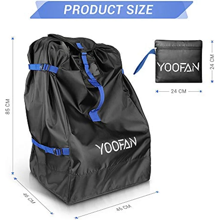 YOOFAN Transporttasche für Kindersitz, Robuste Reisetasche für Autositz, Wasserdicht und Staubdicht, Verstellbare Seitengurte, Rucksackdesign – Bild 2