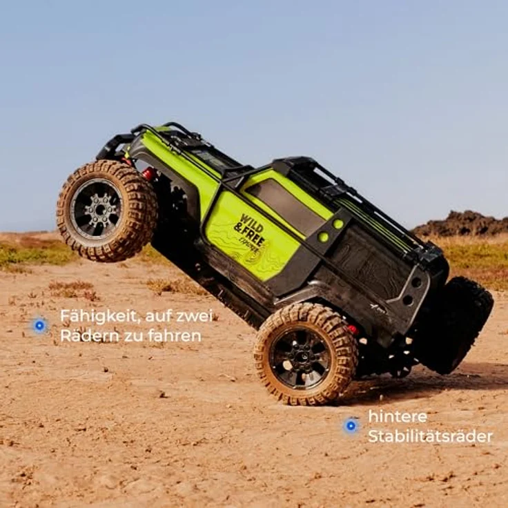 Overmax X-Vast RC Auto 4x4 Offroad Crawler 1:10 mit LED, 2 Akkus, Öldruckstoßdämpfer, 30 km/h, Neongrün – Bild 6