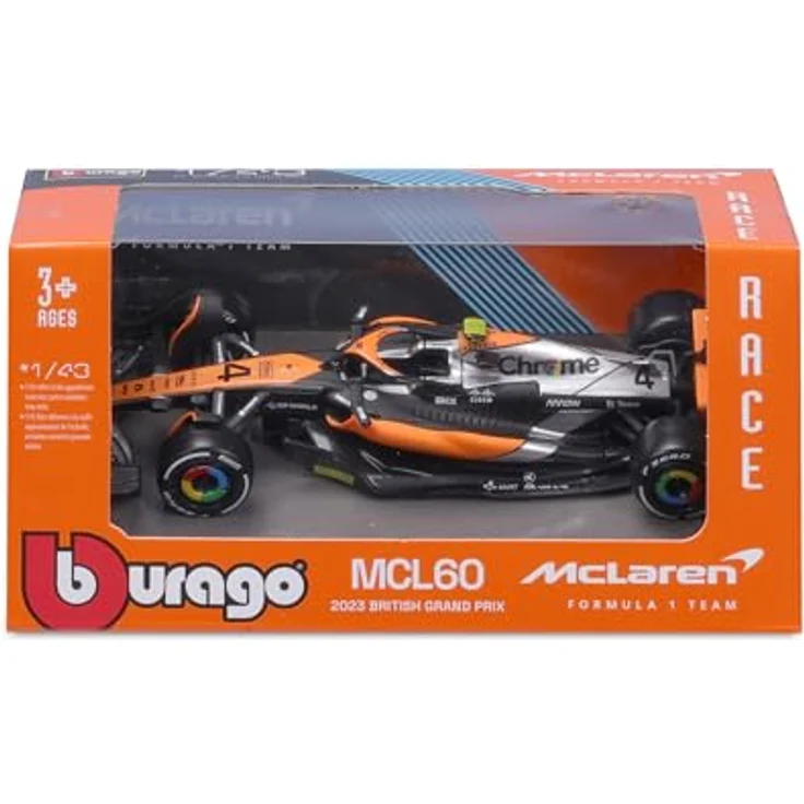 Bburago McLaren MCL60 Lando Norris #4 2023, realistisches Modellauto im Maßstab 1:43, offizielle McLaren-Lizenz, empfohlenes Alter 3+ Jahre – Bild 5
