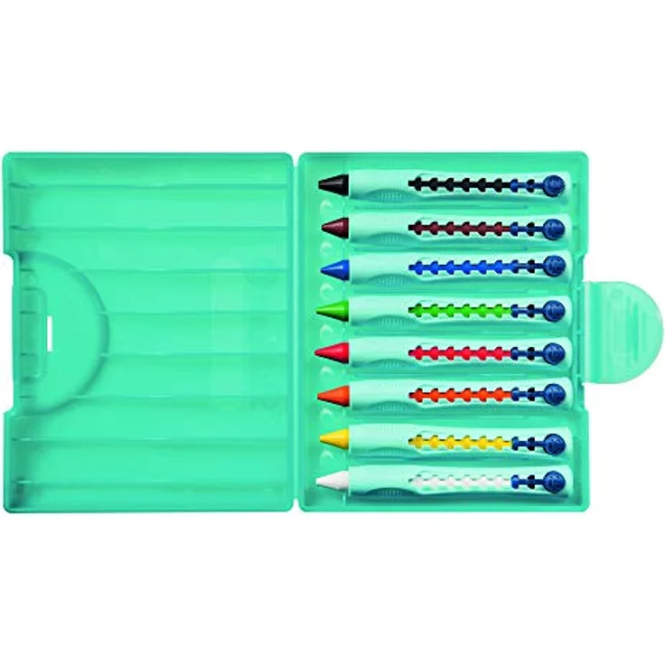 Pelikan 2056076 W2/8 - 8 farbig sortierte Wachsschreiber mit Schiebehülse im Kunststoff-Etui, multifarbig, 9-teiliges Set – Bild 3
