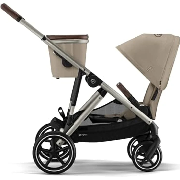 Cybex Gazelle S Kinderwagen, Goldtaupe/Mandelbeige, ergonomisch verstellbar mit XXL-Sonnenverdeck – Bild 4